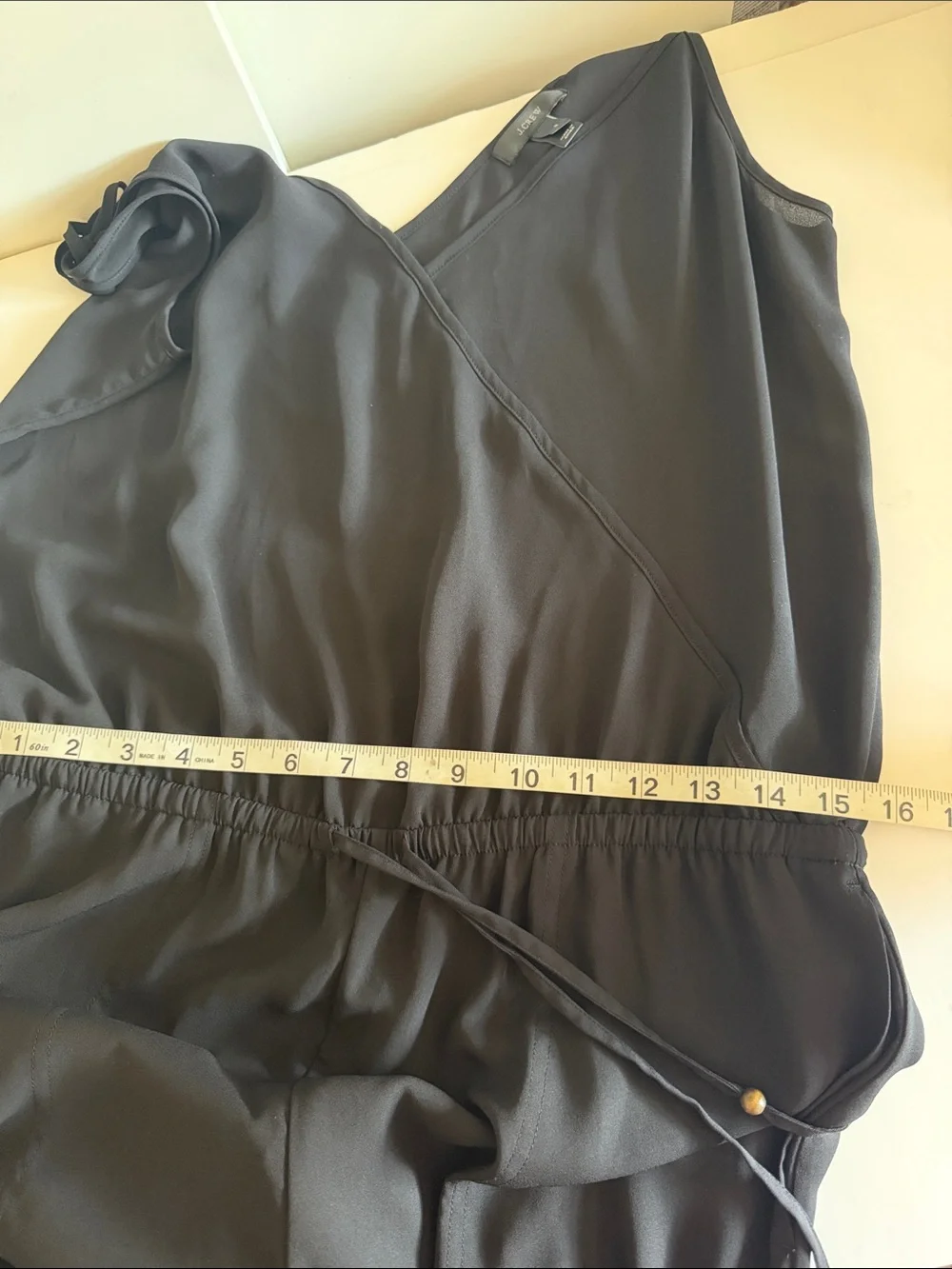 J. Crew Black Crepe Tassel Thin Strap Ligthweight Jumpsuit size S